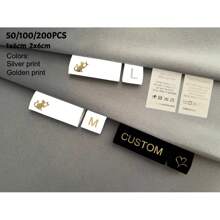 Bộ 50-200 nhãn may quần áo bằng sợi polyester tùy chỉnh, nhãn có thể giặt được, nhãn vải màu trắng có dập nóng, thiết kế dập bạc, cổ áo quần áo nam và nữ, nhãn thủ công thêu tinh xảo, cá nhân hóa cho quần áo, túi xách, váy, áo phông, mũ, khăn quàng cổ, đồng phục học sinh, ga trải giường, mũ, tất, cặp học sinh, v.v. - trắng - Xem 2