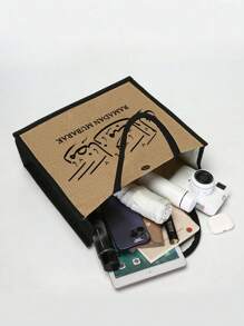 Bolsas e bolsas de cosméticos, bolsas de armazenamento de produtos para cuidados com a pele, bolsa de estilo simples e de grande capacidade, adequada para piqueniques ao ar livre, festas, viagens e compras. Esta bolsa grande é adequada para estudantes, retornando à escola