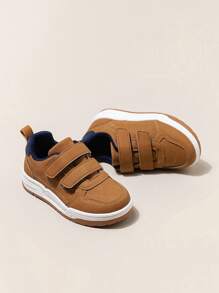 1 Pair Kids Double Strap Flat Non-Slip Sports Shoes, Casual Wear For Boys & Girls