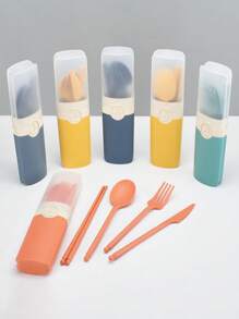 5 Peças Conjunto de Talheres Personalizados com Nome, Conjunto de Presentes Reutilizáveis para Viagem, Conjunto Escolar, Conjunto para Acampamento, Presente de Volta às Aulas, Conjunto de Utensílios Portáteis com Estojo, Talheres para Almoço, Acampamento, Escola, Piquenique, Trabalho, Viagem - Inclui Garfo, Colher, Faca e Pauzinhos