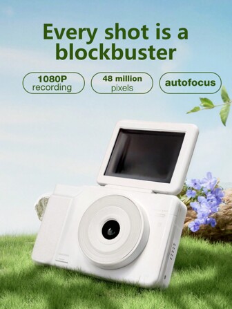 Cámara digital compacta de 1080P FHD 48MP con anti-sacudidas, tarjeta de 32GB, zoom 16X, carga USB, luz de relleno, en blanco/verde/negro - Regalo ideal de Navidad y cumpleaños para adolescentes