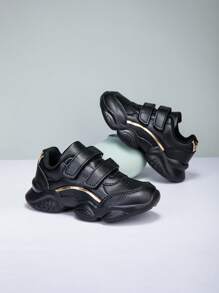 Fashion Versatile Children Solid Color Casual Running Shoes, Sneakers, Canvas Flat Shoes With Hook And Loop