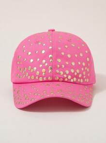 女士纯色水钻装饰圆边棒球帽，休闲日常穿着 - A - 查看 13