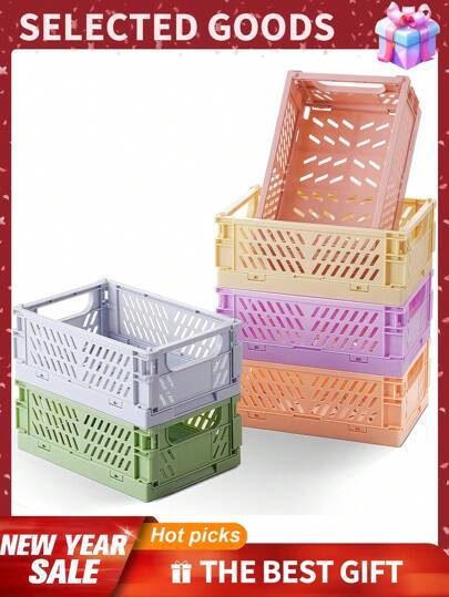 2/1pc Foldable Storage Box Basket, Storage Box, For Living Room Desktop Storage, Bedroom Decoration Storage, Classroom Office Storage, Kitchen Vegetable Food Storage, Tableware Storage, Foldable And Stackable Storage Box, Multiple Colors