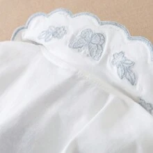 Girls Spring Casual Embroidered Collar Knitted Top, Back To School Tween Girl - White - View 7