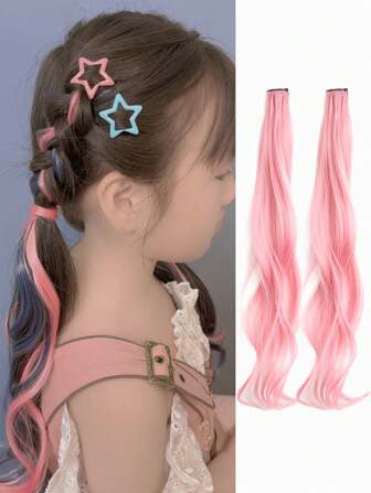 20 英寸儿童彩色卷发接发，一体式无缝隐形夹入式接发，打造可爱甜美的外观