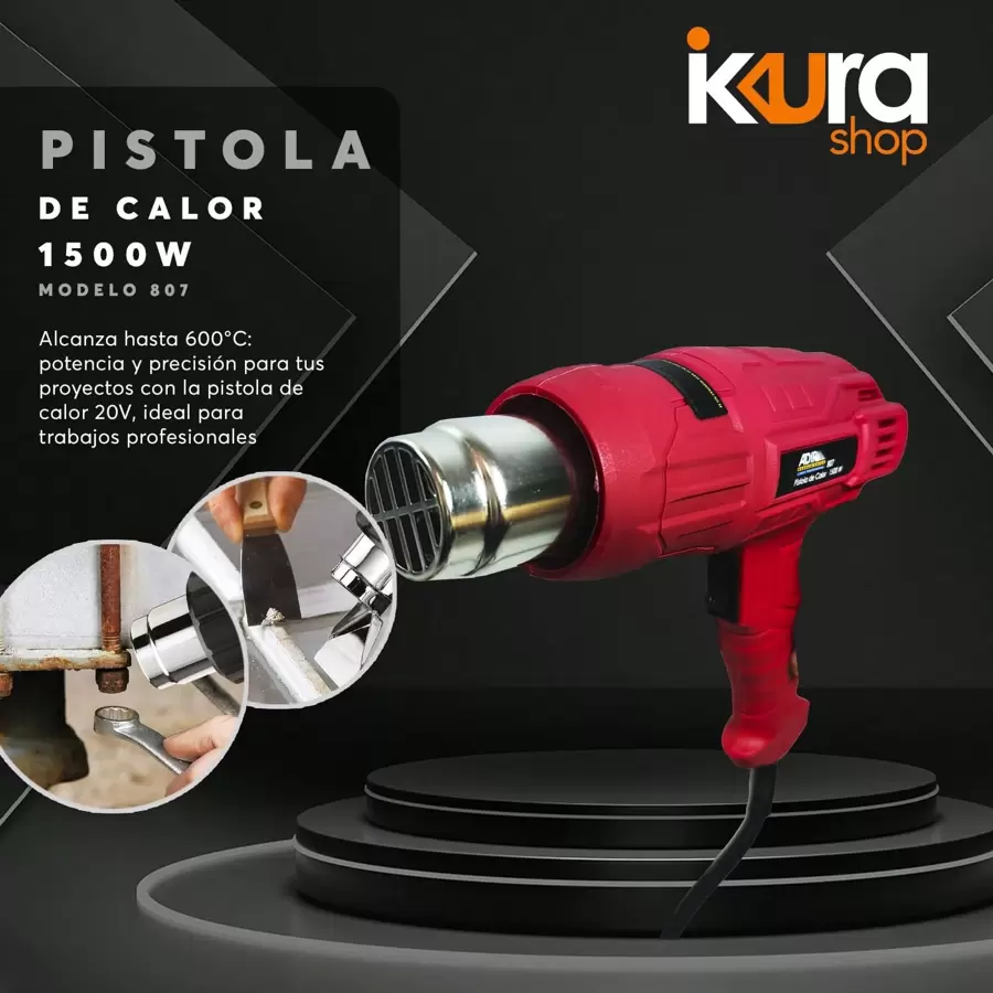Adir Pistola Calor 600°c 1500W 807 - Rojo - Ver 1