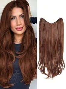 女士假发四夹一体式分层接发（18-28 英寸）合成发 V 形长直夹入式接发日常派对装饰，深棕色