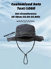 1 件定制文字/徽标带渔夫帽/速干折叠徒步渔夫帽/定制渔夫帽/个性化帽子/定制眼拉绳可调节帽子，适合日常户外穿着，徒步旅行，钓鱼，攀岩，徒步旅行 - 圖案訂製款 - 查看 5