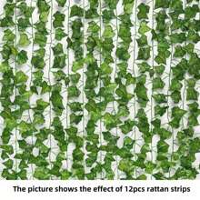 1 件/6 件/12 件人造红薯藤、常春藤假叶绿叶花环、家庭派对装饰假植物，适用于房屋、窗户、庭院 - 地瓜葉 - 查看 7