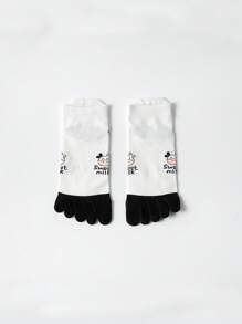 1 par de meias femininas separadoras de dedos, meias leves e respiráveis com gáspea baixa, absorvem o suor, meias curtas com tubo, meias curtas resistentes a odores e estampa de vaca fofa para o verão, meias femininas com tubo