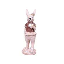 Easter Bunny Figurines Love Heart Yellow Flower Design Resin Rabbit Statue Easter Bunny Decor For Home Holiday - Brown - View 1