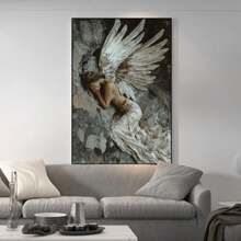 Angel Pictures Wall Art Abstract Angel Canvas Painting Angel Wing Poster Prints Vintage Angel Girls For Office Home Decor, Framed And Ready To Hang. (30x45cm)12x18x1.6inch Framed - trắng - Xem 3