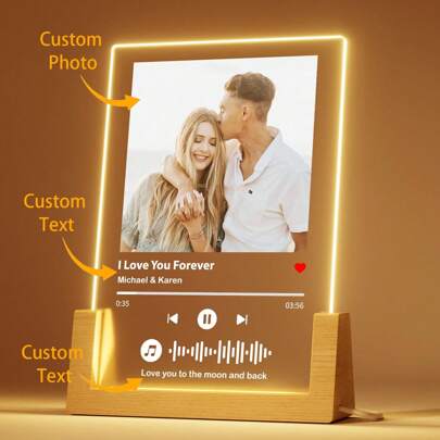 Placa personalizada - Placa de canción de acrílico con imagen - Regalos personalizados para novio, novia, pareja - Regalos personalizados para el Día de San Valentín para él y ella, vuelta al colegio, multifuncional, ornamental, letra, elegante, moderno, colorido, lindo, adorable, casual, personalizado, único, ideal para él, ideal para ella