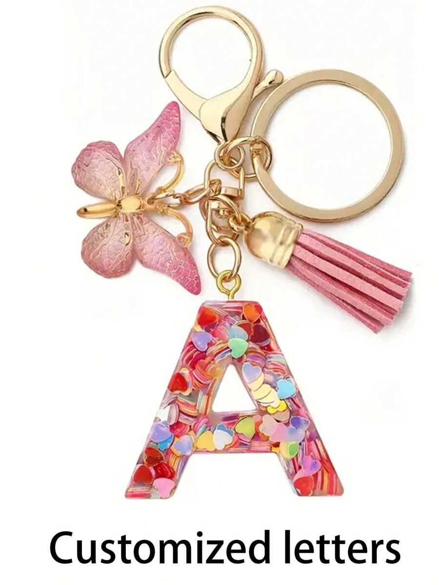 A First Letter Keychain Pendant, Resin Letter Keychain Wallet, Backpack Accessory - Color - View 1
