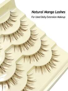 Asiteo 5 Pairs Cartoon Style Brown False Eyelashes, Soft And Lightweight, Comfortable To Wear, Transparent Lash Band, Suitable For Daily Makeup - 尖尾漫畫款 - 查看 2