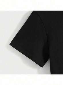 Camiseta 100% algodón "Madre Tervuren Belga" Camiseta sólida de mujer Cuello cómodo de tripulación Mangas cortas Elegante estampado floral Camiseta sólida - Negro - Ver 4