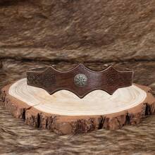 4pcs Casual PU Leather Vintage Medieval Alchemist & Viking Warrior Costume Set, Includes Headpiece, Wristbands And Belt, Perfect For Holidays, Cosplay Parties, Suitable For All Seasons, Black Faux Leather - A - View 4