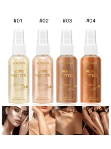 MSFLIBNH 1/2/4PCS 80/100ml 身体闪光喷雾，速干持久高光粉喷雾，适合圣诞化妆派对和其他节日狂欢节，适合所有肤色和肤质，轻度遮瑕，闪光效果，送给妈妈的礼物 - 彩色 - 查看 7