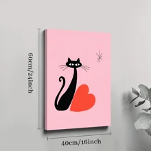 1Pc Valentine's Day Wall Art Prints, Pink Valentine's Day Black Cat And Love Heart Art Poster Valentines Wall Decor For Wedding Home Living Room Bedroom, Gift For Men Women Couples Lovers - Multicolor - View 9