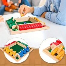 1 Set Juego de mesa clásico de madera de 4 lados numerados con 2 dados, caja plegable, 4 opciones de color, adecuado para viajes, reuniones de ocio, fiestas de adultos, bares, reuniones familiares, ideal para regalos de Acción de Gracias/Navidad - Multicolor - Ver 3