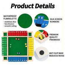 1 Set Juego de mesa clásico de madera de 4 lados numerados con 2 dados, caja plegable, 4 opciones de color, adecuado para viajes, reuniones de ocio, fiestas de adultos, bares, reuniones familiares, ideal para regalos de Acción de Gracias/Navidad - Multicolor - Ver 5