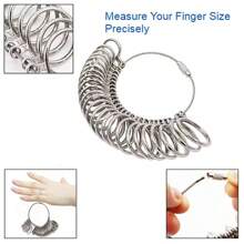 Kit de medición de talla de anillo con 2 unidades, pequeño y conveniente para medir el tamaño del anillo - Plateado - Ver 3