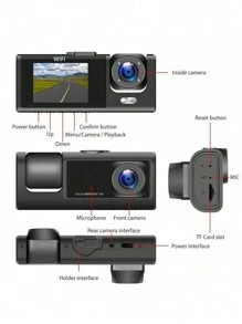 Camera lùi xe hơi HD 1080P không dây WiFi ba ống kính ghi hình ban đêm có tầm nhìn phía sau - màu đen - Xem 6