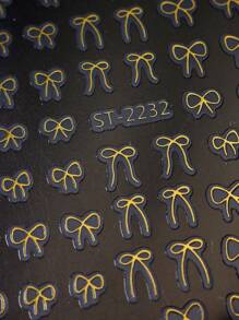 2 件金色蝴蝶结设计指甲贴纸婚礼饰品贴花自粘滑块 DIY 美甲配件工具美甲用品