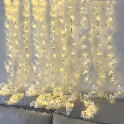 1 Set künstlicher Kirschblütenrebe mit 3M 30 LED-Leuchten, Lichterkette Sakura Blumen Girlande für Raumdekoration, Geburtstag, Hochzeit, Party