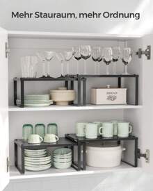 SONGMICS Gewürzregal, 4er Set, Küchenregal, Küchen-Organizer, Küche, 
Gewürzhalter, erweiterbar, stapelbar, kleines Regal, Metall - Schwarz - Übersicht 3