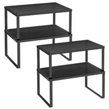 SONGMICS Gewürzregal, 4er Set, Küchenregal, Küchen-Organizer, Küche, 
Gewürzhalter, erweiterbar, stapelbar, kleines Regal, Metall - Schwarz - Übersicht 2