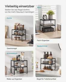 SONGMICS Gewürzregal, 4er Set, Küchenregal, Küchen-Organizer, Küche, 
Gewürzhalter, erweiterbar, stapelbar, kleines Regal, Metall - Schwarz - Übersicht 5