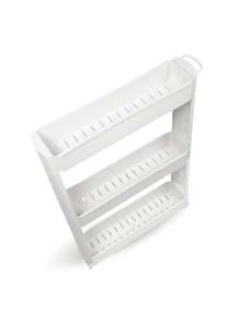 Multipurpose Organizer Trolley Closet With 3 Decorative Shelves - trắng - Xem 3
