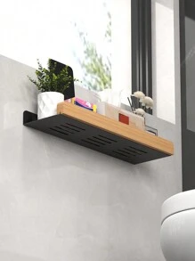 黑色/白色壁挂式卫生间收纳架，多功能收纳架，可容纳卫生纸卷、面巾纸、手机等卫生间用品，无需钻孔，浴室配件，房间装饰