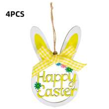 4pcs Wooden Painted Easter Eggs Decorations, Party Crafts DIY Hanging Ornaments