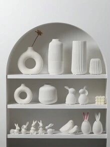1pc Simple Plastic Vase For Home Decor, White Vase For Dried Flowers, Living Room, Office, Living Room, Home Decor (No Flowers) White Vase For Home Decor, Minimalist Style Modern Dried Flower Vase, Bohemian Home Decor, For Centerpiece Decorations Mantels Wedding Tables Parties Living Room Bedrooms Kitchens Offices Gifts Birthday Graduation