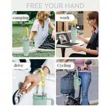 1pc Daisy Water Bottle Holder Handle, Handmade Silicone Cup Sleeve With Adjustable Strap, Reusable Coffee Cup Jacket