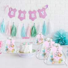 24sets/72pcs Keychain Gift Set, 24 Footprint Pendant Keychain, 24 Thankyou Card And 24 Organza Bag, For Party Decorations, Gender Reveal, Shower Gifts