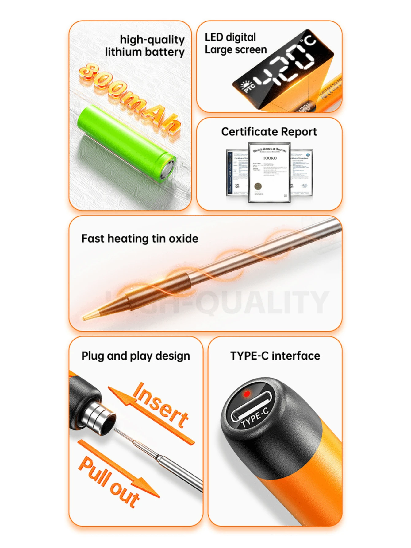 Mini Digital Display USB Charging Soldering Iron, Portable Wireless ...