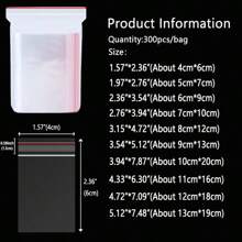 300 pièces Sacs de 4-20 cm, épais de 0,06 mm à double couche en plastique transparent, convenant pour le conditionnement de cadeaux, bijoux, anniversaire, outils de jardinage extérieur, voyages, rangement, vêtements, t-shirts, pantalons
