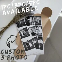 1pc/3pcs/6pcs Custom Photo Booth Prints, Wedding Photo Booth Cards,Personalize Photo Booth Prints, Photo Booth Strip Frame, Personalized Strip With Custom Text,Valentine's Day Gift, Couple Photos,Valentine's Day Gift, Valentines, Gift For Her, Gift For Him, Gift For Mum, Gift For Friends, Home Decor, Decoration, Personalized Gift, Thanksgiving Gift, New Year Gift, Party Decor, - Strip 3 Photos - View 1