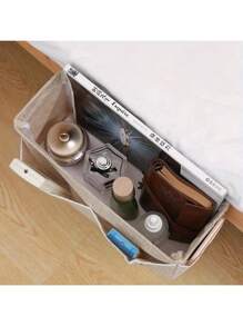 Creative Bedside Sofa Storage Bag Multifunctional Notebook Mobile Phone Car Seat Back Hanging Cotton And Linen Storage Basket,Boho Vibes - Beige - View 7