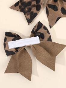 2个经典豹纹发夹，卡其色蝴蝶结鳄鱼夹，带全衬里，优雅蝴蝶结发夹，适合女孩日常佩戴，儿童配饰，情人节爱心发夹 - 彩色 - 查看 5