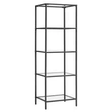 VASAGLE 5-Tier Glass Shelf, Bookshelf, Storage Rack, Tempered Glass, Easy Assembly, For Bathroom, Living Room, Bedroom, Office, Black - Black - View 6