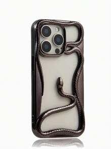 优雅镂空蛇纹设计哑光电镀软手机壳适用于 16 Pro Max/ Pro/ 16、15 系列、14、13、12、11 情侣壳，散热防水防震防摔防刮 - 黑色 - 查看 6