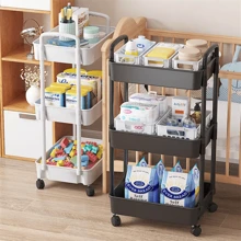3 /4 Tier Storage Trolley Cart On Wheels Kitchen Bathroom Laundry Rolling Rack - Multicolor - View 3