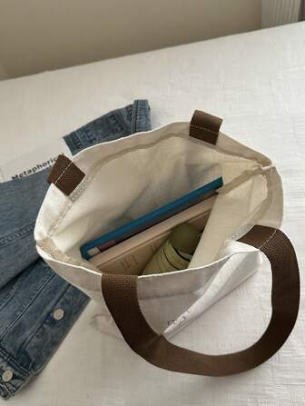 1 st svart tygväska med bokstavstryck för kvinnor, öppnad axelväska i canvas, enkel skolväska för grundskola, gymnasium, universitetsstudenter, dokumentorganisatör, resväska, litterär skolväska för tonåringar, bokväska för kvinnor eller studenter, skolväska, skolväska, stor kapacitet, lätt, bärbar, hopfällbar, klassisk casual, lämplig för tonårsflickor kvinnliga universitetsstudenter, perfekt för skolstart, första skoldagen, mellanstadiet, gymnasiet, tygväskor för skolan, universitetsnödvändigheter