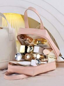 1个大容量化妆包，化妆刷收纳包，化妆包，洗漱包，便携旅行手提包，收纳包，护肤品收纳包，化妆包，浴室收纳包，化妆品收纳包，便携旅行包，手拿包，适用于浴室、护肤、化妆、眉笔收纳、化妆品收纳、口红、粉扑、眼影盘收纳，化妆包，旅行必备 - 彩色 - 查看 6