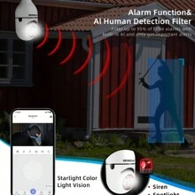 Light Bulb Camera 2K Resolution Home Wifi3MP Security Camera, Intelligent 360 Ptz Indoor/Outdoor Light Bulb Security Camera, Remote Voice Intercom HD Night Vision Light Bulb Security Camera Can Be Used Indoors And Outdoors